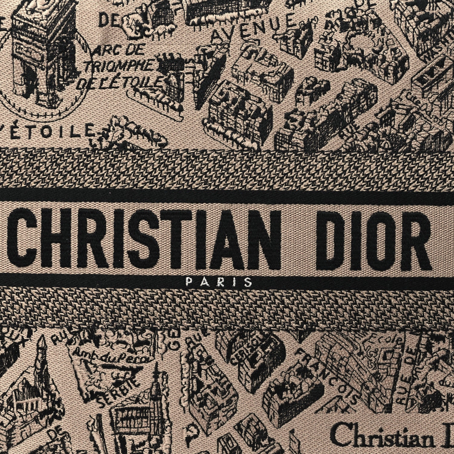 Christian Dior Canvas Embroidered Medium Plan De Paris Book Tote Beige Multi 8 of 10