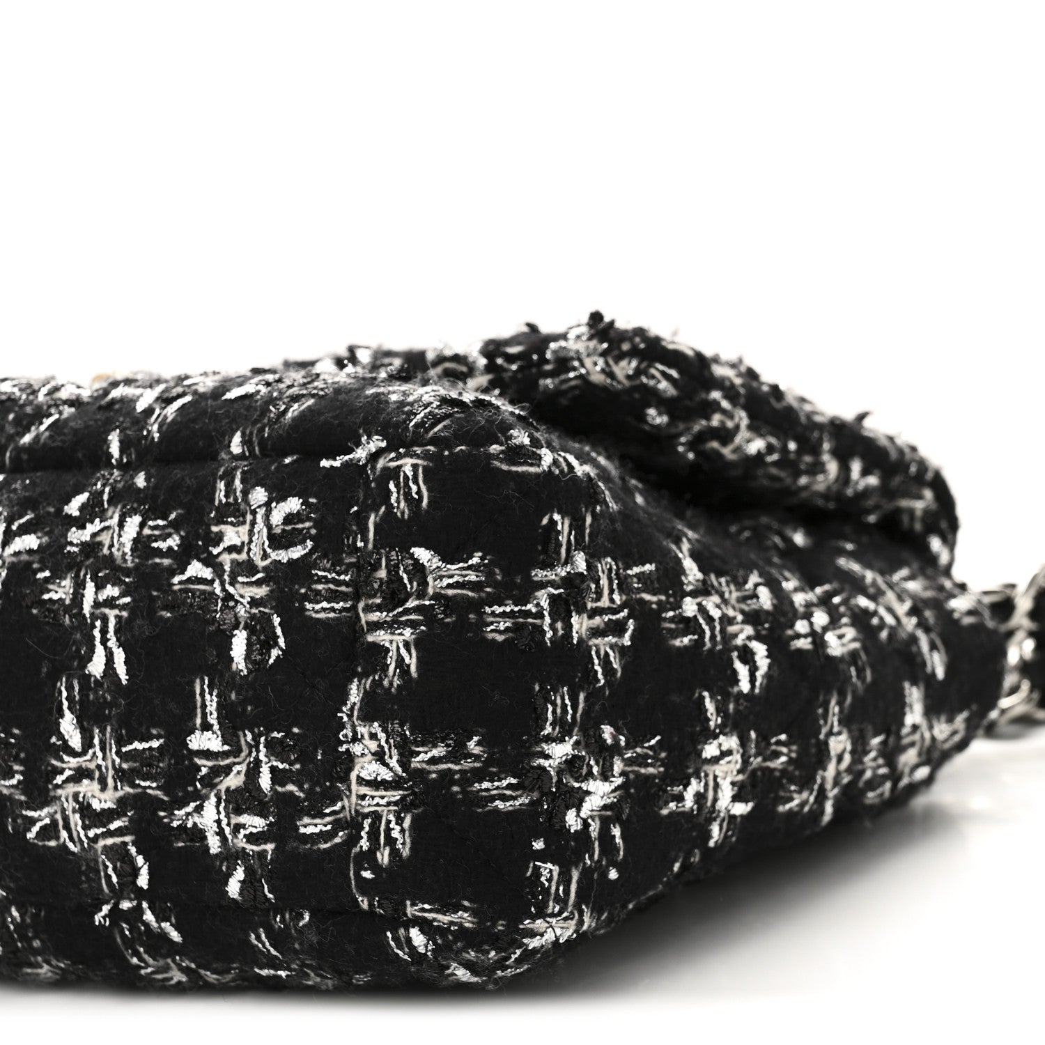 Chanel Tweed Quilted Large Chanel 19 Flap Black Silver Ecru 10 of 11