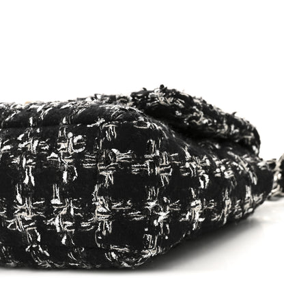 Chanel Tweed Quilted Large Chanel 19 Flap Black Silver Ecru 10 of 11