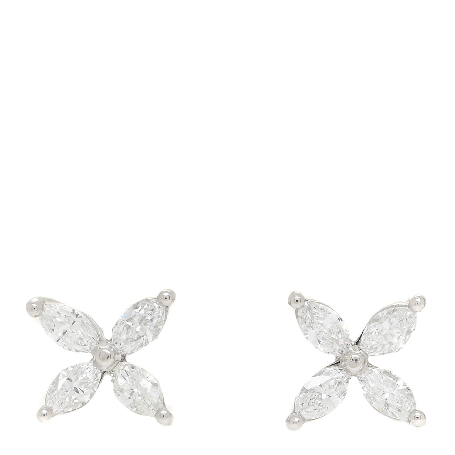Tiffany Platinum Diamond .64ct Small Victoria Earrings 1 of 6