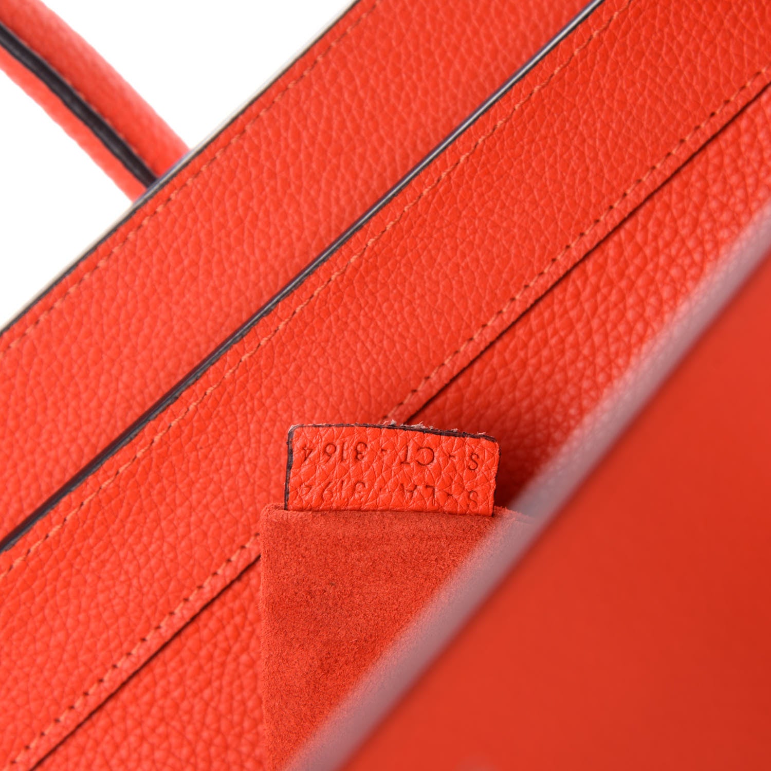 Celine Drummed Calfskin Mini Luggage Vermillion 10 of 11