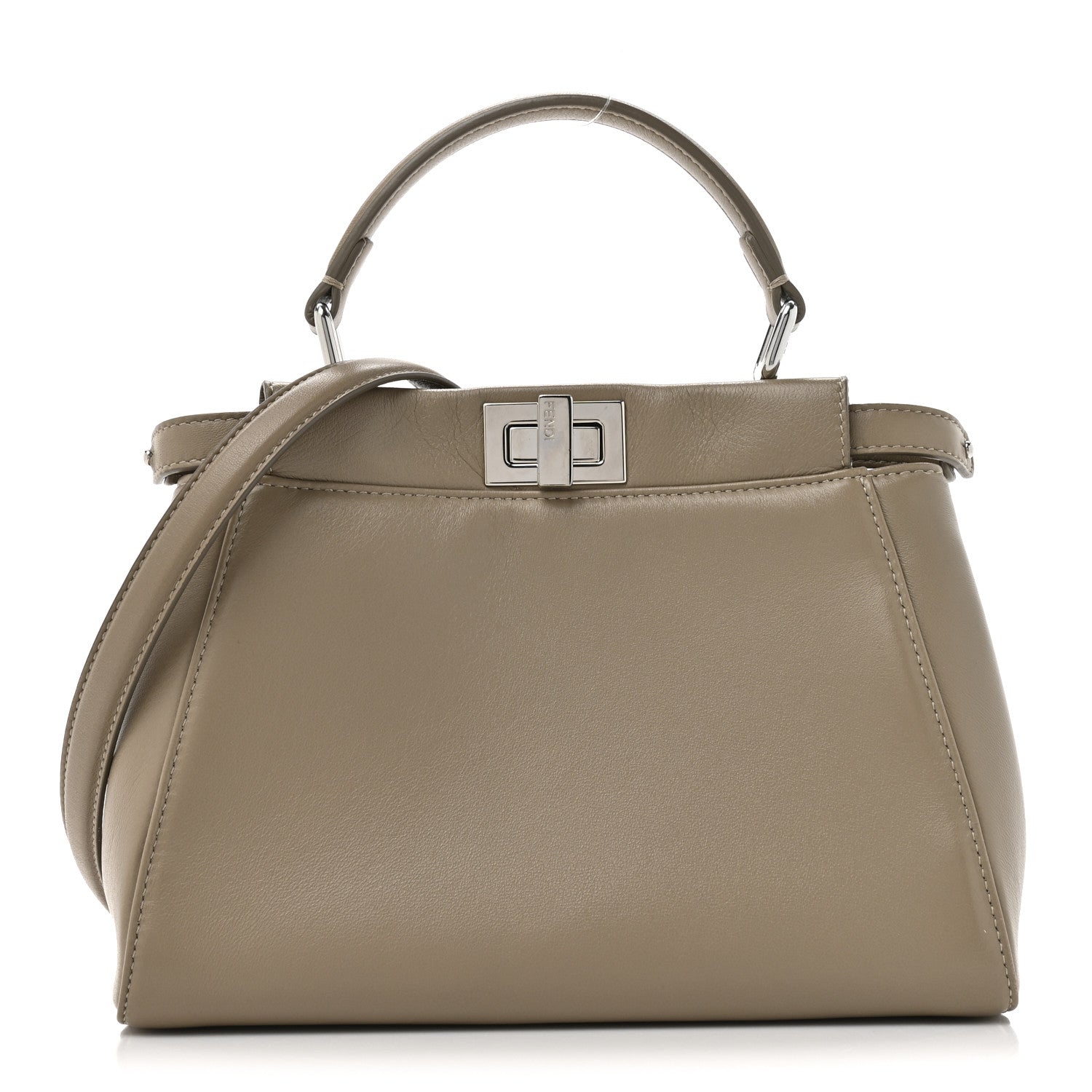 Fendi Nappa Mini Peekaboo Iconic Satchel Tortora 1 of 15