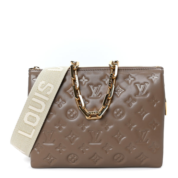 Louis Vuitton Lambskin Embossed Monogram Coussin PM Taupe 1885916