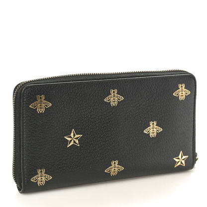 Gucci Dollar Calfskin Bee Star Zip Around Wallet Black 3 of 8