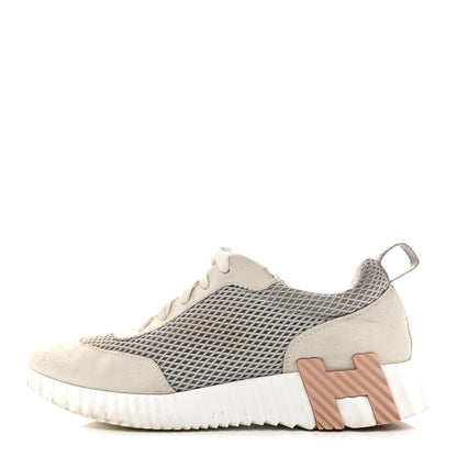 Hermes Air Mesh Suede Goatskin Bouncing Sneakers 35 Gris Lulea White 1 of 14