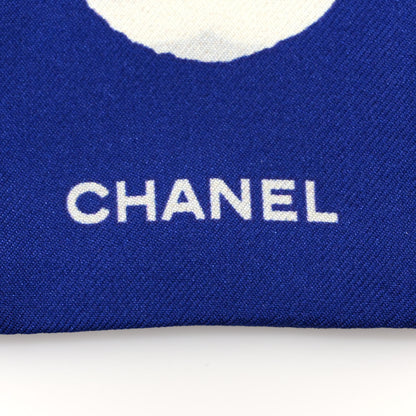 Chanel Silk Coco Slim Polka Dot Bandeau Scarf Blue 4 of 4