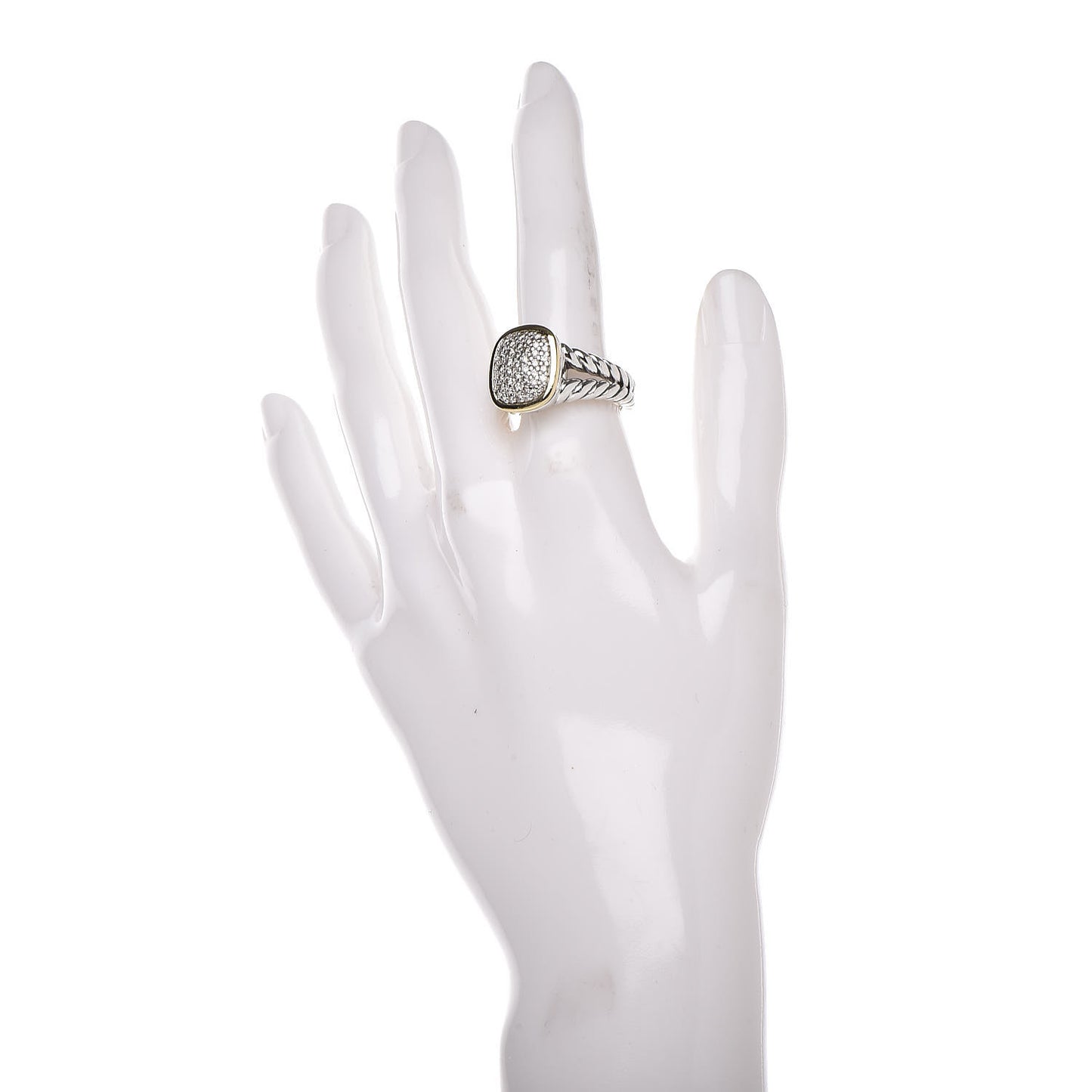Sterling Silver 18K Yellow Gold Diamond Noblesse Ring 56 7.5