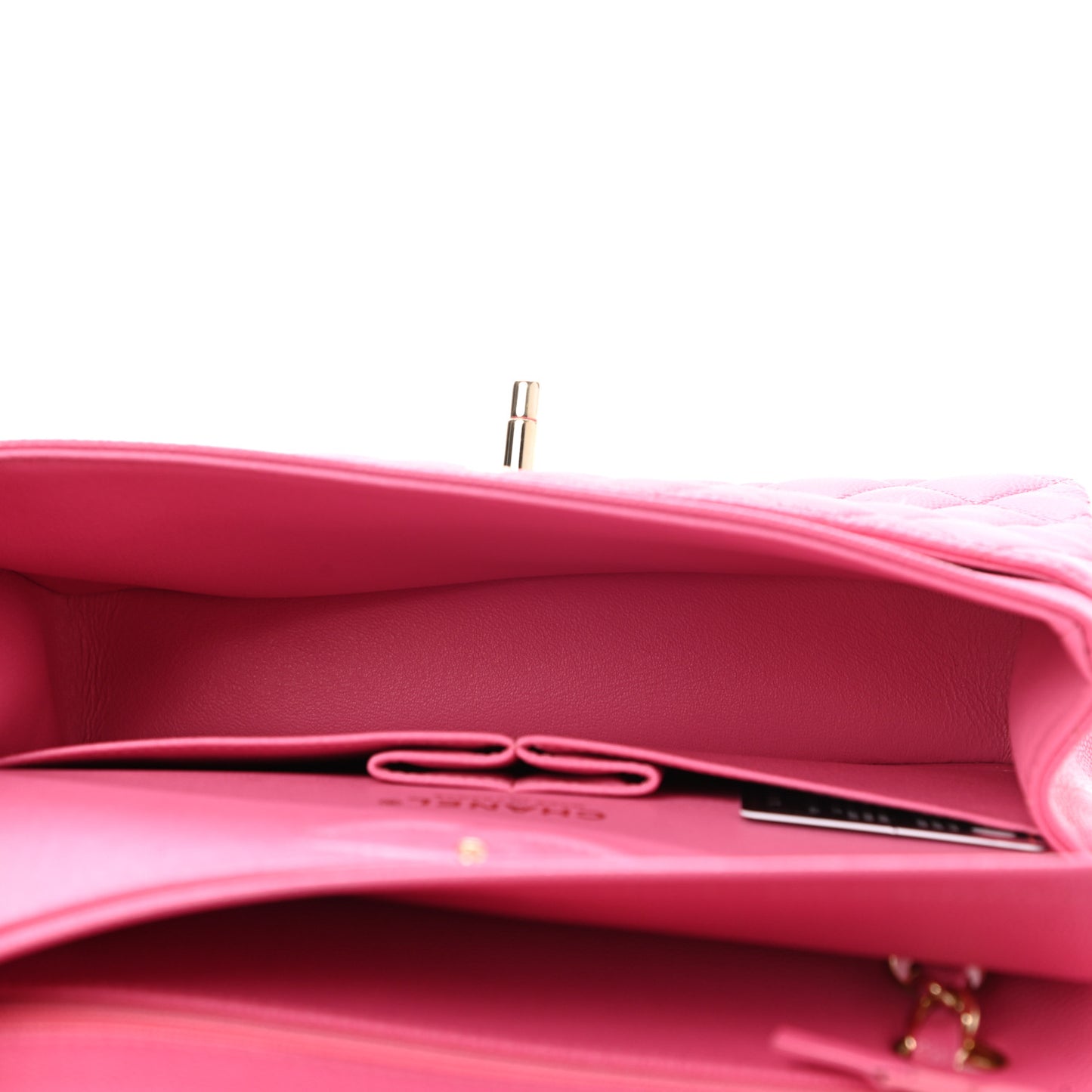 Caviar Quilted Small Double Flap Pink