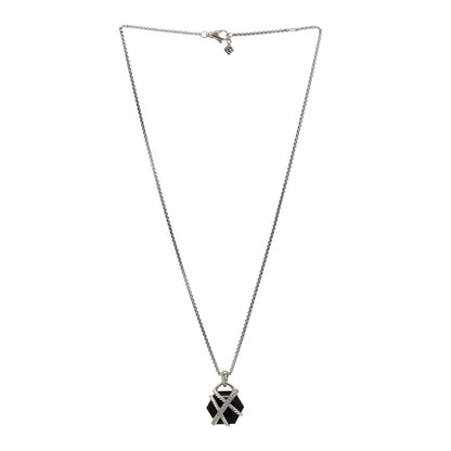 David Yurman Sterling Silver Diamond Black Onyx 16mm Cable Wrap Pendant Necklace 2 of 3