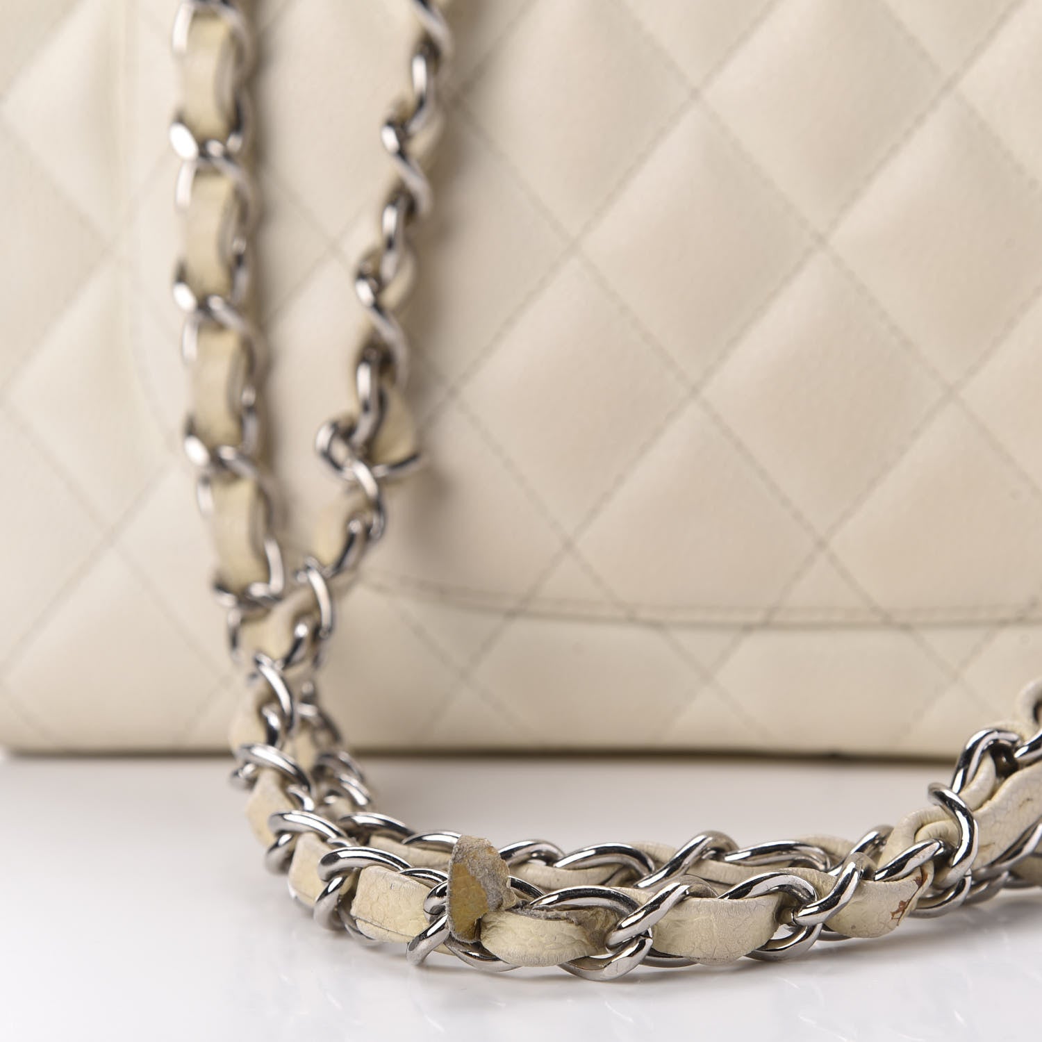 Chanel Caviar Quilted Jumbo Single Flap White 12 of 13