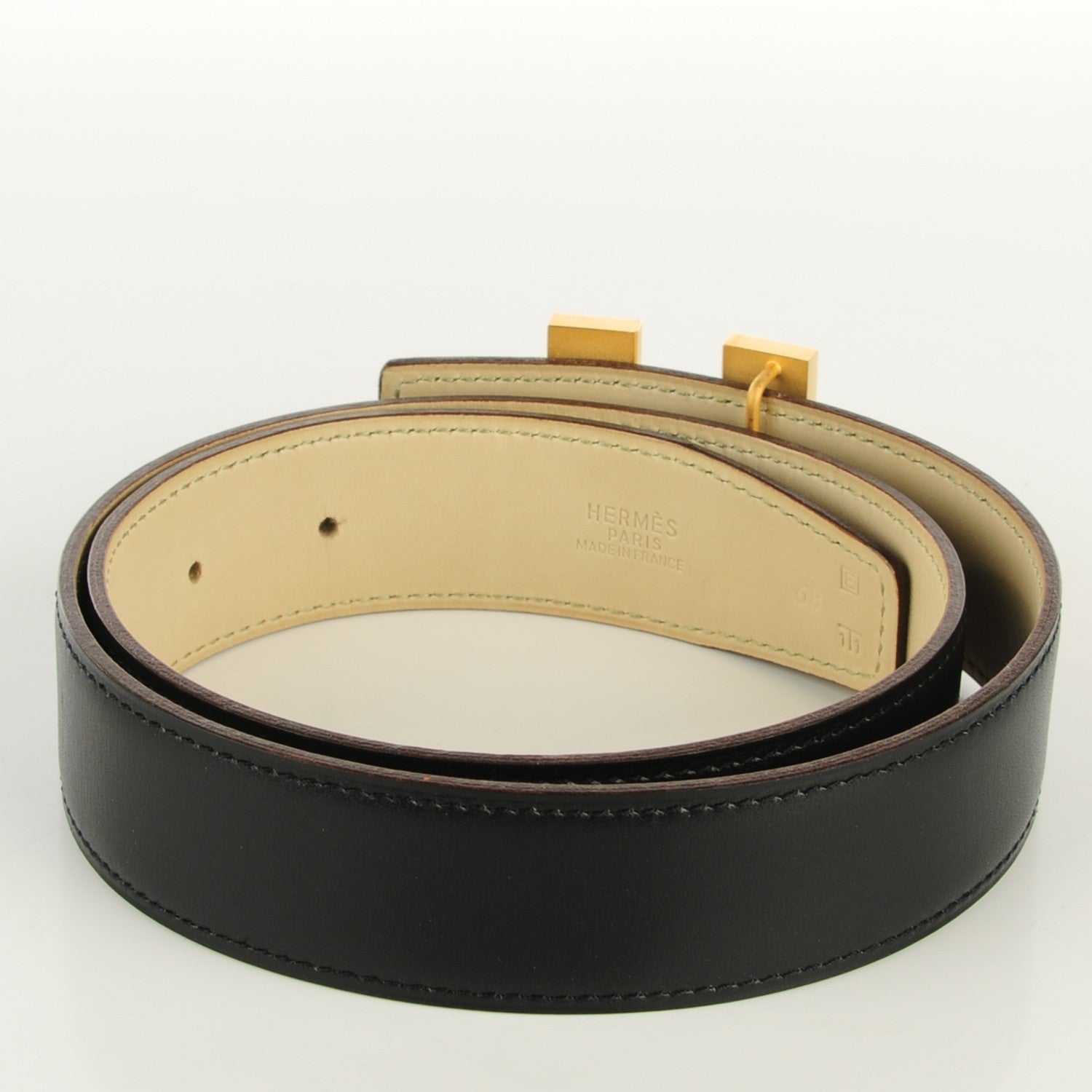 Hermes Box Cadena H 32mm Belt Black Parchemin 3 of 7