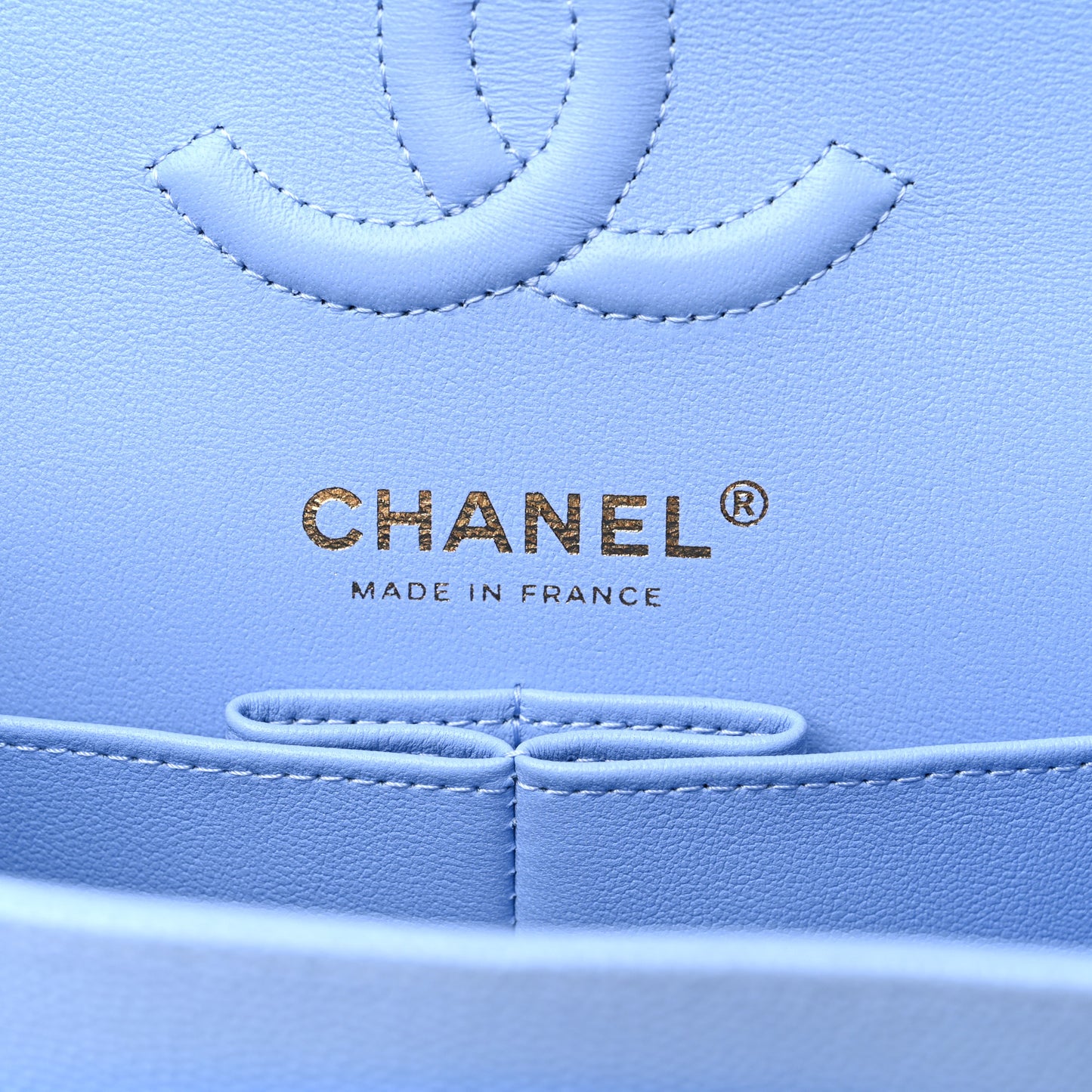 Caviar Quilted Small Double Flap Light Blue