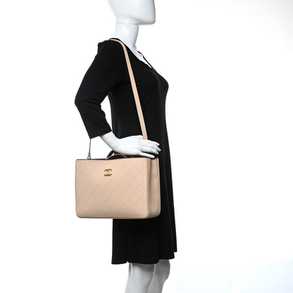 Chanel Bullskin Stitched Bi-Color Medium Shopping Tote Beige 2 of 9