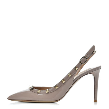 Valentino Garavani Patent Rockstud Half D'Orsay Slingback 85mm Pumps 38 Poudre 1 of 21