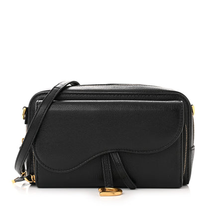 Christian Dior Goatskin Double Saddle Pouch Black 1 of 12