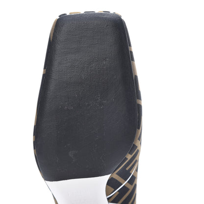 Fendi Lycra Film FF FFreedom Decollete Slingback Pumps 39 Tobacco Moro White 9 of 10