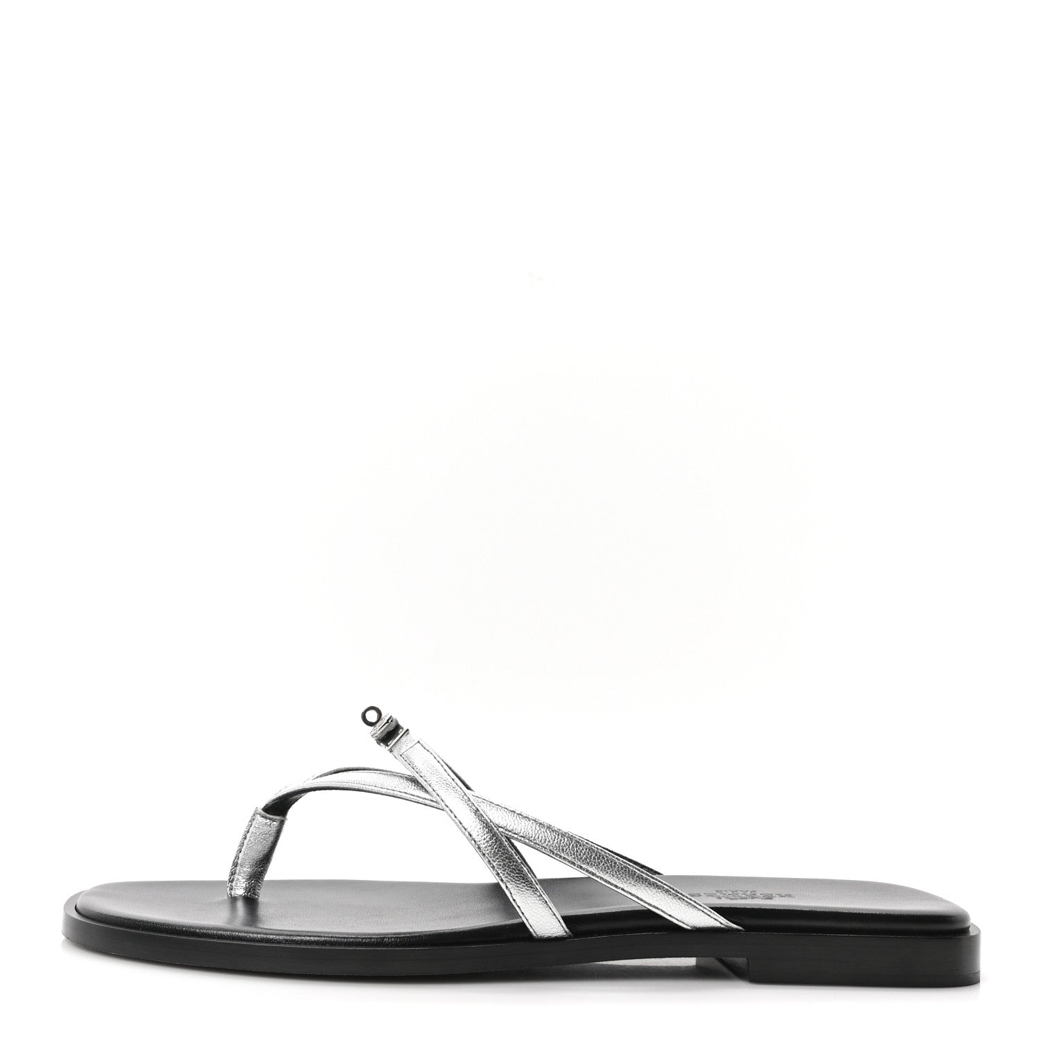 Hermes Metallic Goatskin Miss Sandals 38 Gris Argente 1 of 9