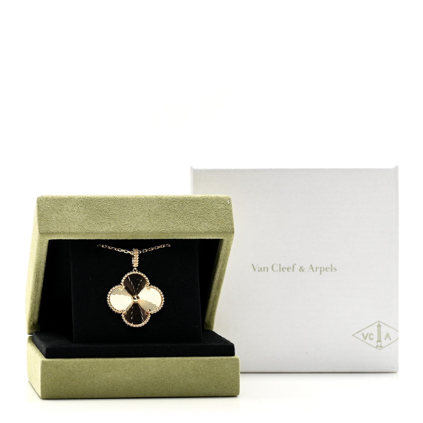 18K Yellow Gold Guilloche Magic Alhambra Long Necklace