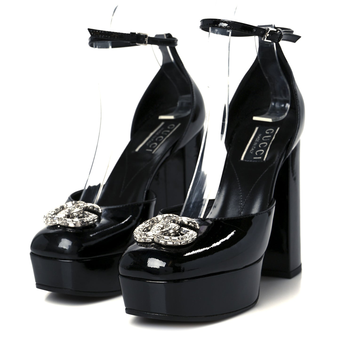 Patent Crystal Double G Platform Pumps 36.5 Black