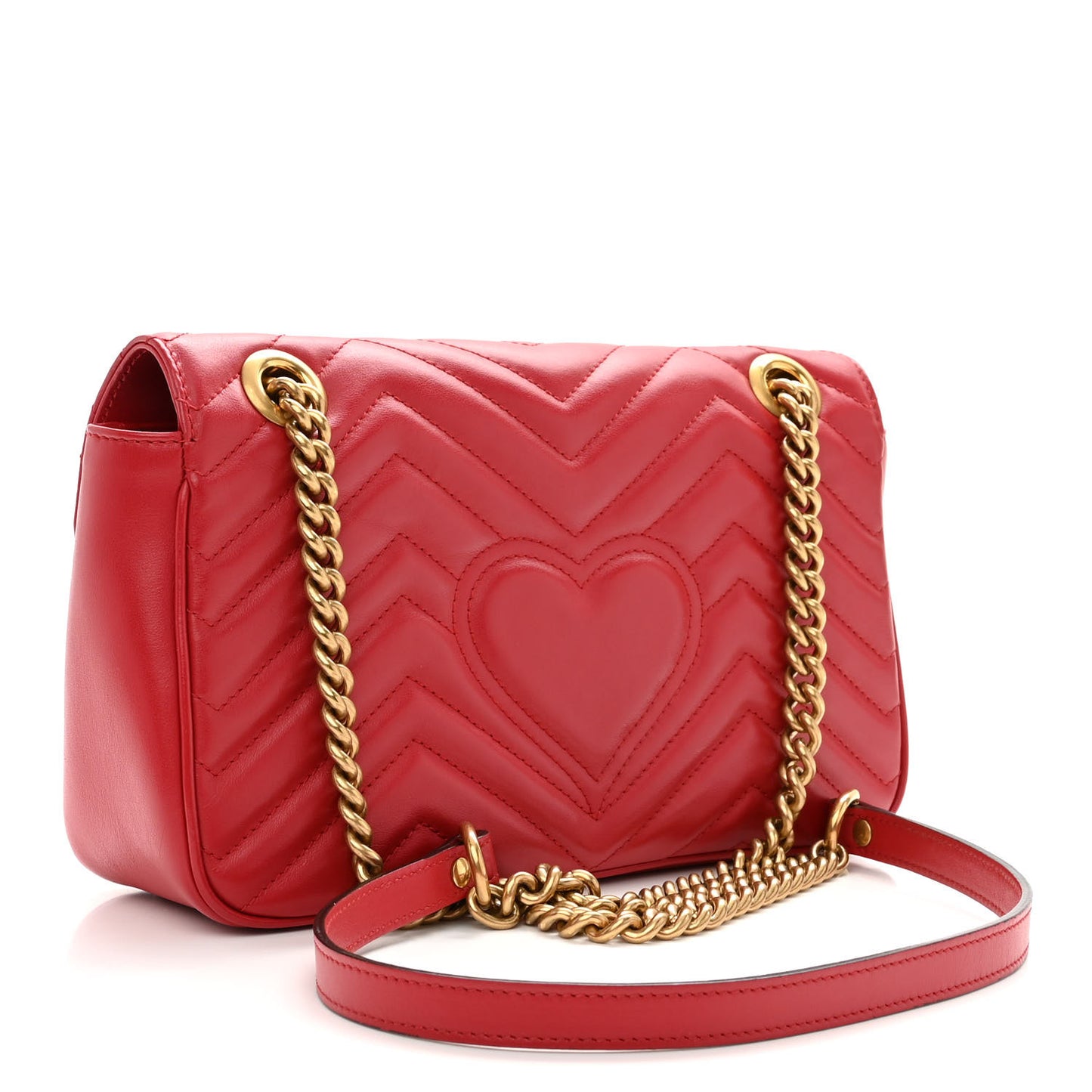 Calfskin Matelasse Small GG Marmont Shoulder Bag Hibiscus Red