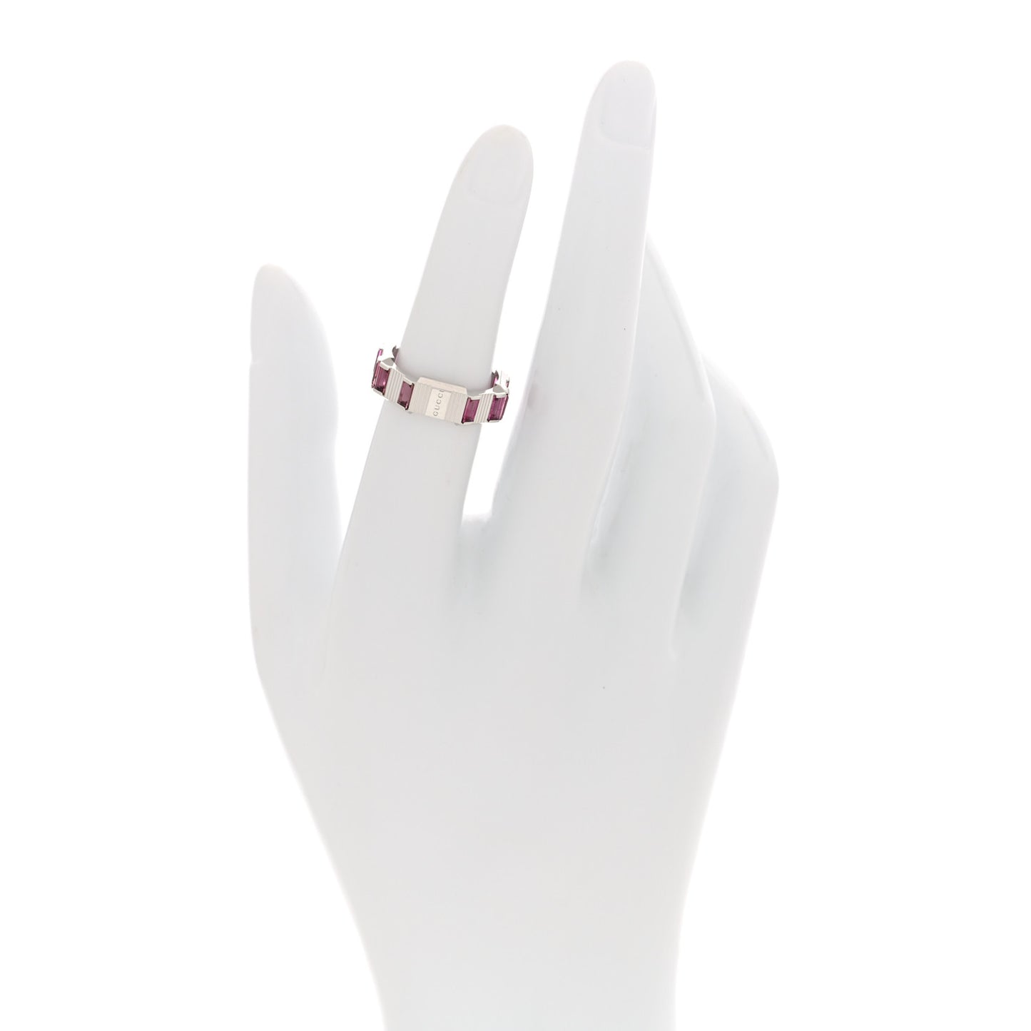 18K White Gold Rubellite 7mm Link to Love Ring 50 5.5