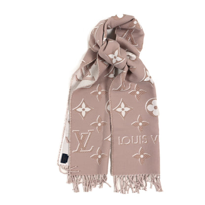 Louis Vuitton Wool Silk Logomania Essential Shine Scarf Pink 1 of 4