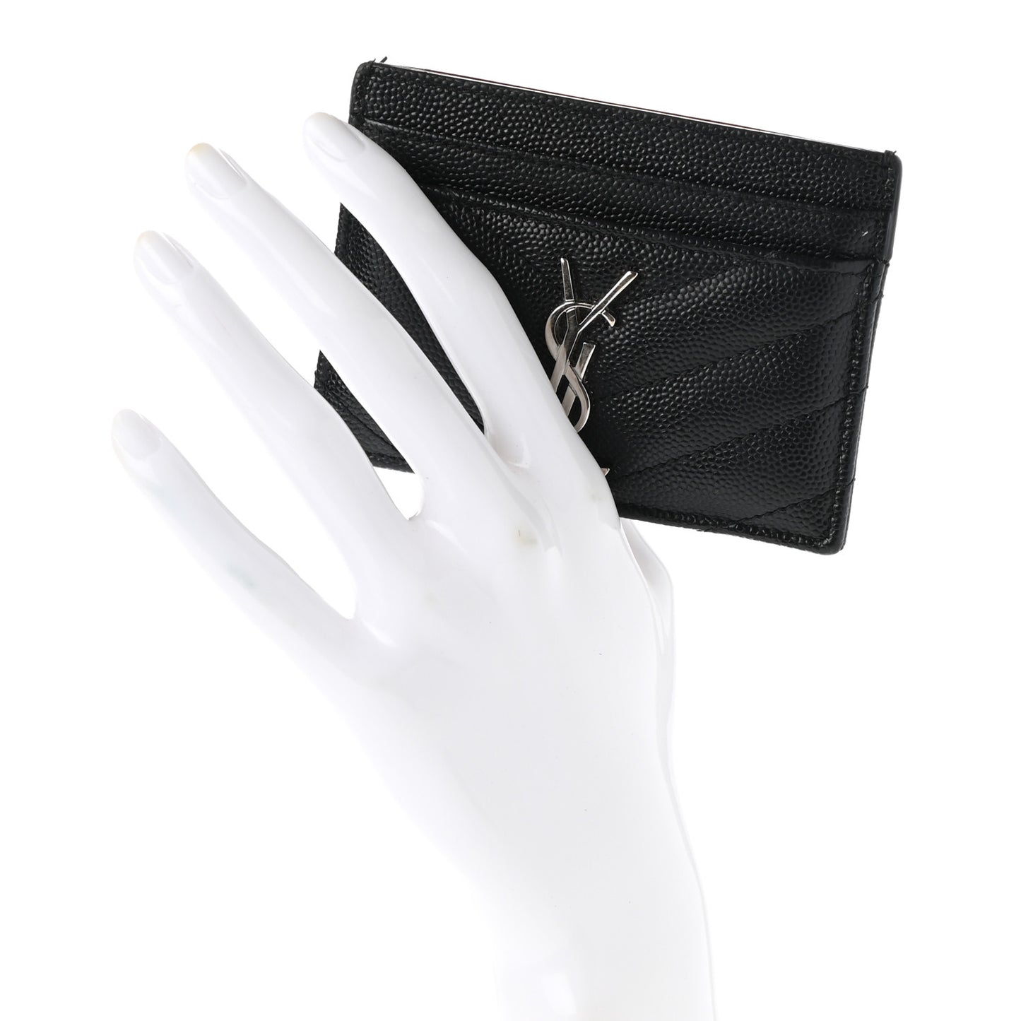 Grain De Poudre Matelasse Chevron Monogram Credit Card Case Black