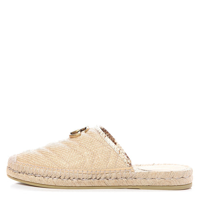 Gucci Straw Elaphe Matelasse GG Marmont Espadrille Slippers 38.5 Natural Cream Brown 1 of 9