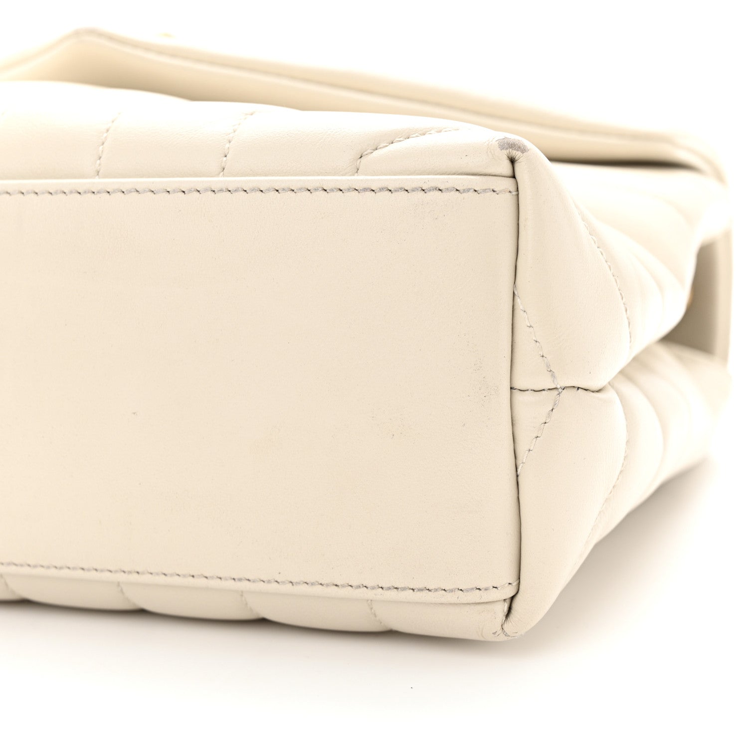 Saint Laurent Calfskin Y Quilted Monogram Small Loulou Chain Satchel Blanc Vintage 10 of 13