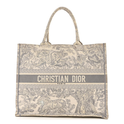 Christian Dior Canvas Embroidered Large Dioriviera Toile De Jouy Book Tote Gray 1 of 22