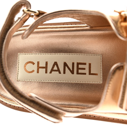 Chanel Metallic Laminated Calfskin Velcro Dad Sandals 38 Golden 7 of 8
