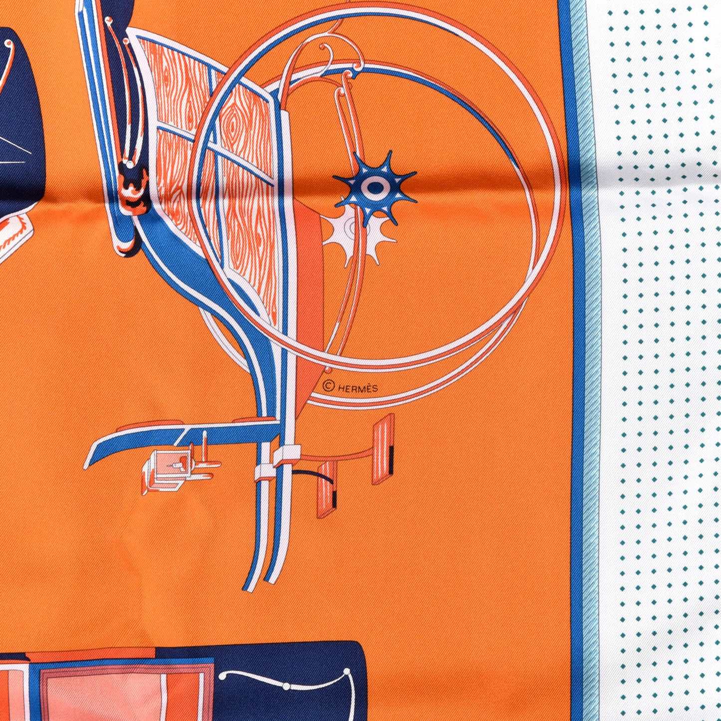 Silk Les Voitures A Transformation Scarf 90 Orange White Bleu
