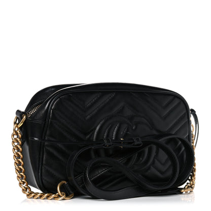 Gucci Calfskin Matelasse Small GG Marmont Chain Shoulder Bag Black 3 of 18