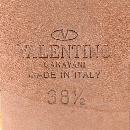 Valentino Garavani Pebbled Calfskin Turquoise Rockstud Rolling Ankle Strap 100mm Pumps 38.5 Ivory 6 of 12