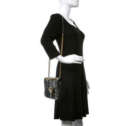 Gucci Calfskin Matelasse Studded Small Pearly GG Marmont Shoulder Bag Black 2 of 9