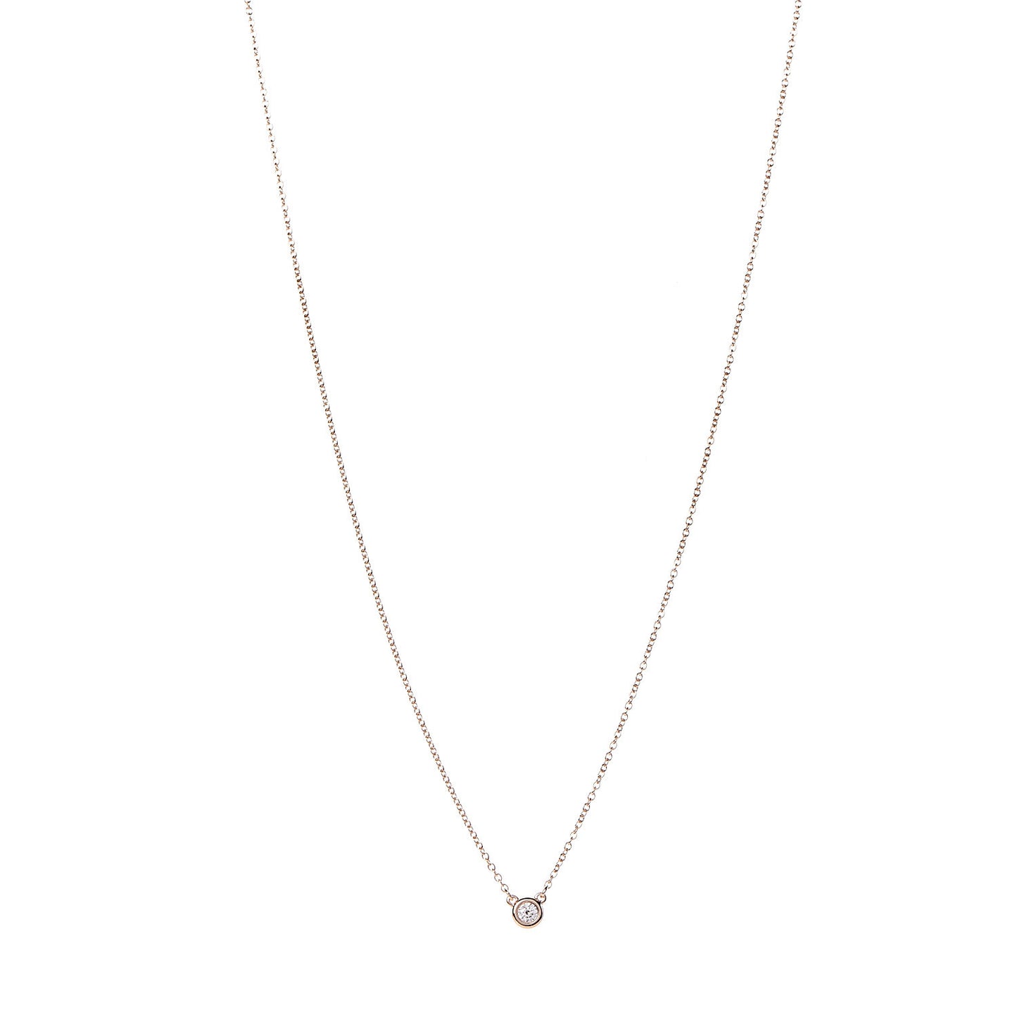 18K Rose Gold Diamond .07ct Elsa Peretti Diamonds by the Yard Pendant Necklace