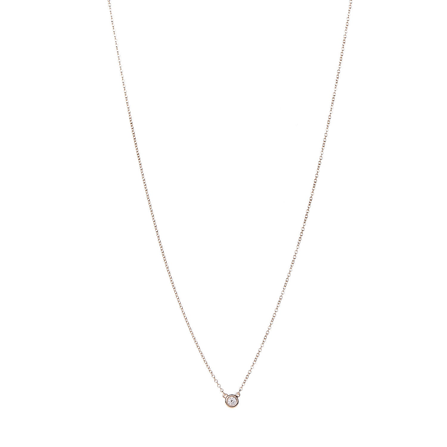 Tiffany 18K Rose Gold Diamond .07ct Elsa Peretti Diamonds by the Yard Pendant Necklace 1 of 6