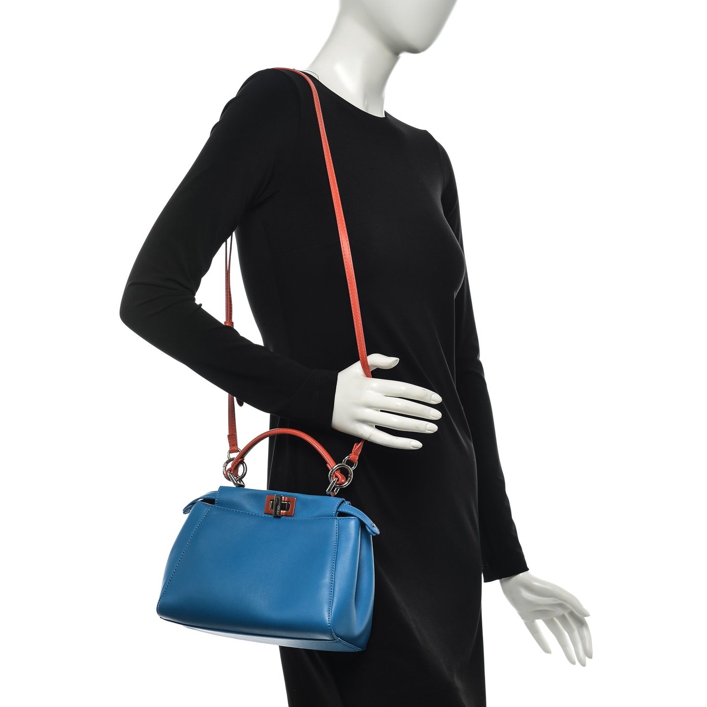 Nappa Colorblock Mini Peekaboo Iconic Satchel Blue Royal Papavero Cuoio