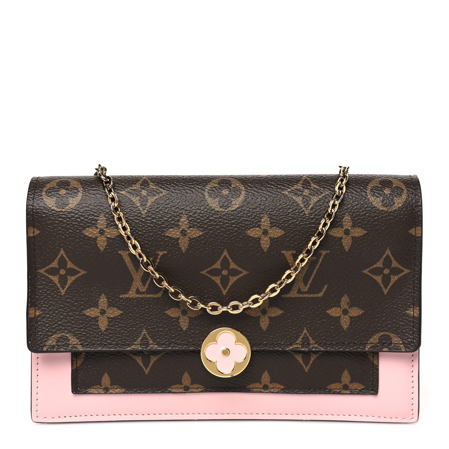 Louis Vuitton Monogram Flore Chain Wallet Rose Ballerine 1 of 10