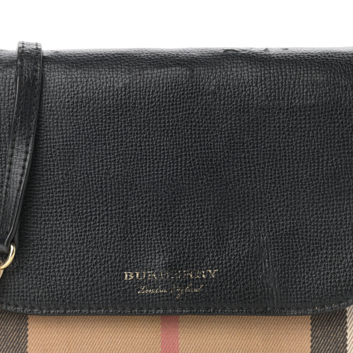 Burberry Derby Calfskin House Check Wallet On Chain Black 8 of 16