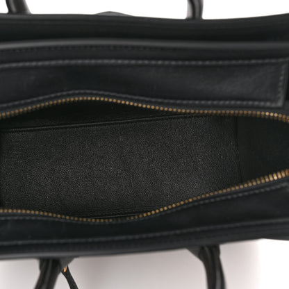 Celine Calfskin Lambskin Canvas Jacquard Floral Nano Luggage Black 5 of 11