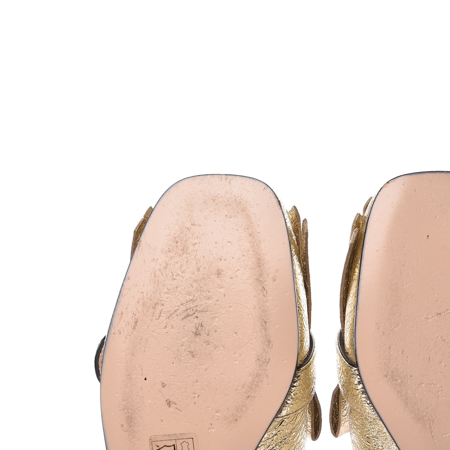 Galassia Womens GG Marmont Fringe Slippers 35.5 Platino