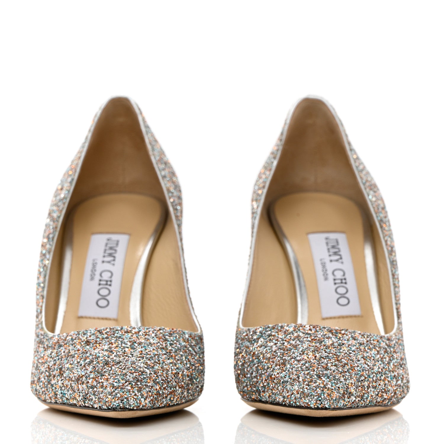 Jimmy Choo Glitter Pointy Toe Romy 85 Pumps 36 Silver Multicolor 2 of 10