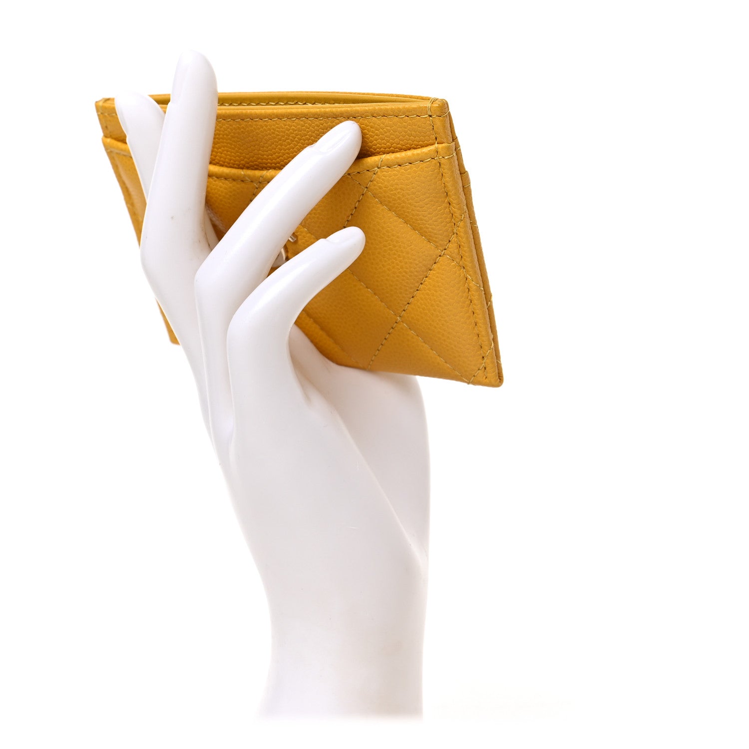Chanel Caviar Quilted Card Holder Yellow 2 of 8