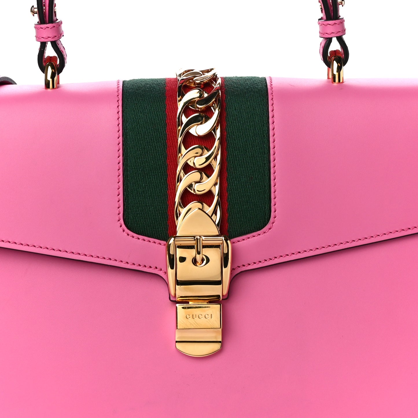 Vitello Fontanella Web Medium Sylvie Top Handle Bag Pink Tropical Flower