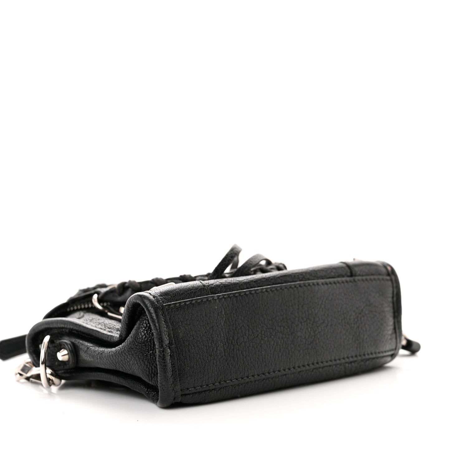 Chevre Silver Metallic Edge Hardware Nano City Black