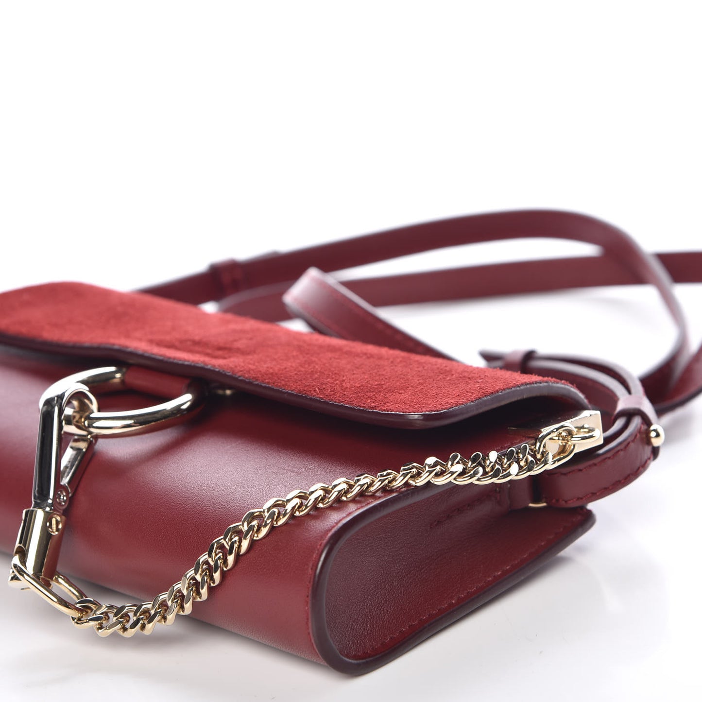 Suede Calfskin Mini Faye Shoulder Bag Plum Purple
