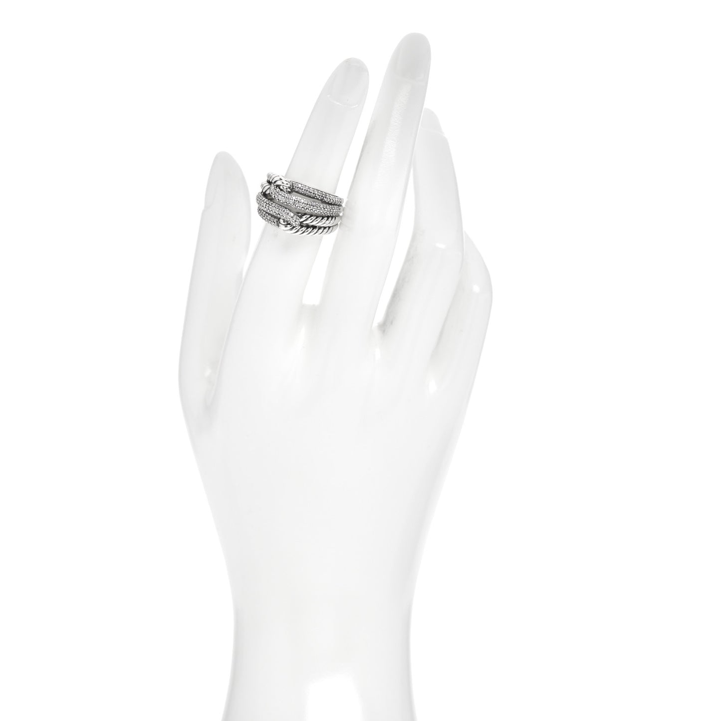Sterling Silver Diamond 13mm Labyrinth Double Loop Ring 50 5.25