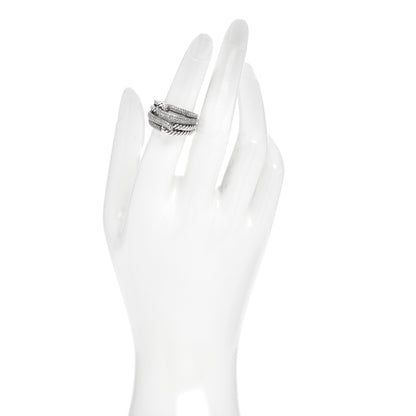 David Yurman Sterling Silver Diamond 13mm Labyrinth Double Loop Ring 50 5.25 2 of 5