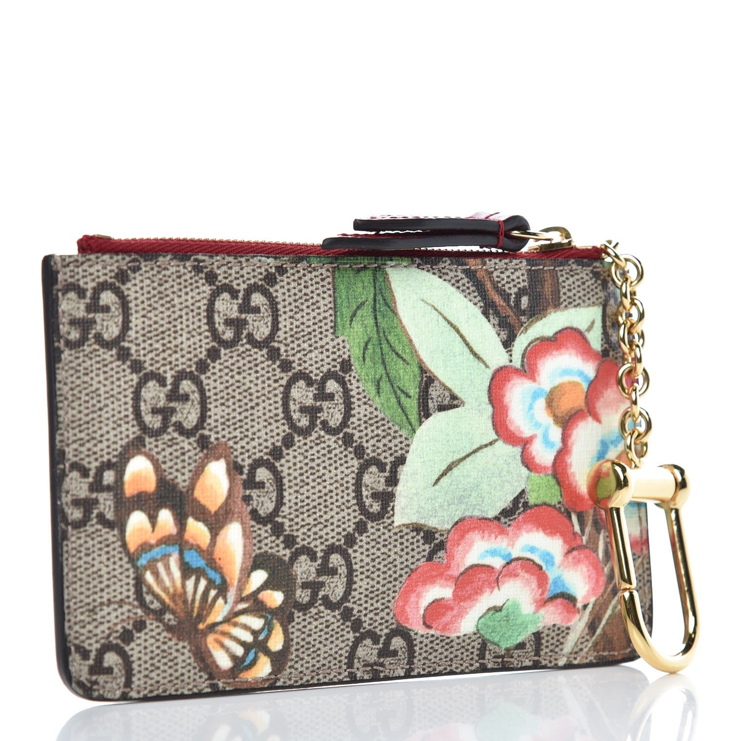 Gucci GG Supreme Monogram Tian Key Case Beige Multicolor Red 3 of 7